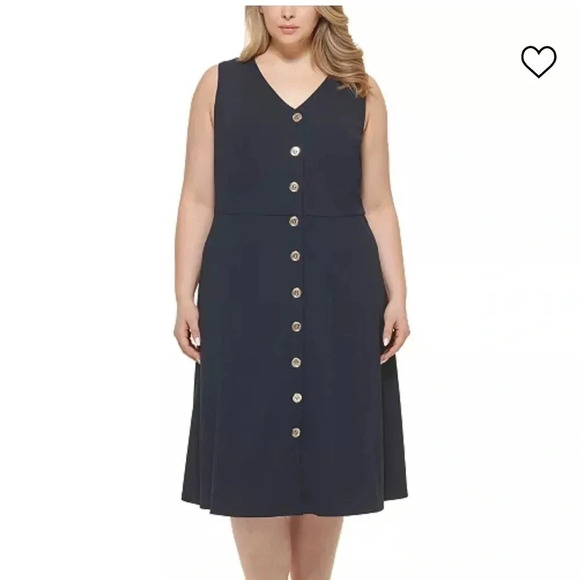 TOMMY HILFIGER Button-Front Midi Dress - Picture 1 of 6